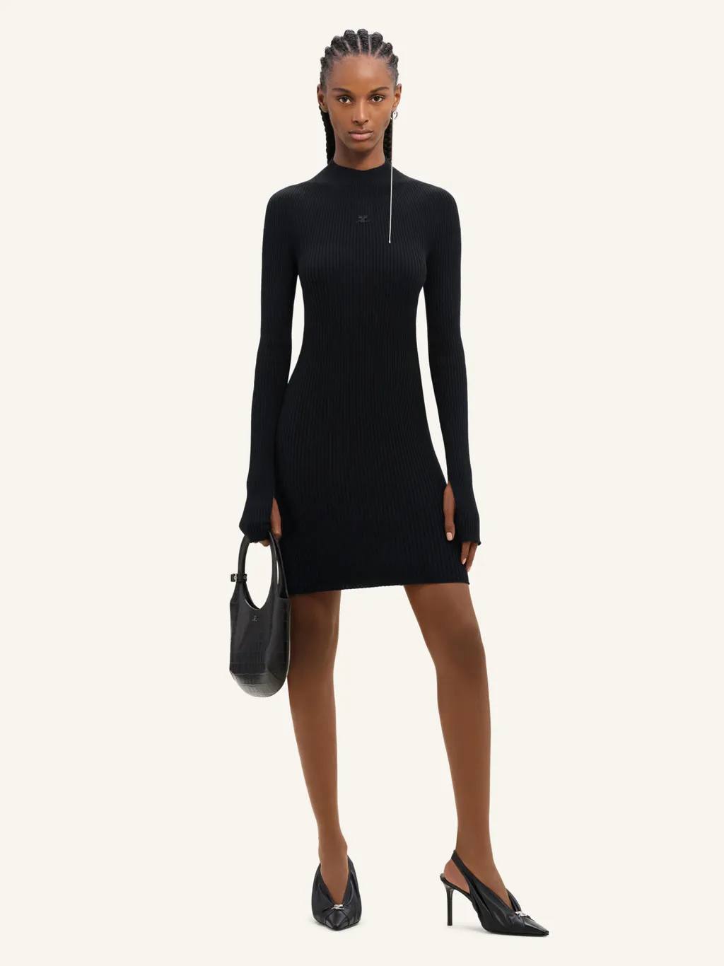 Engineered Light Rib Mockneck Mini Dress