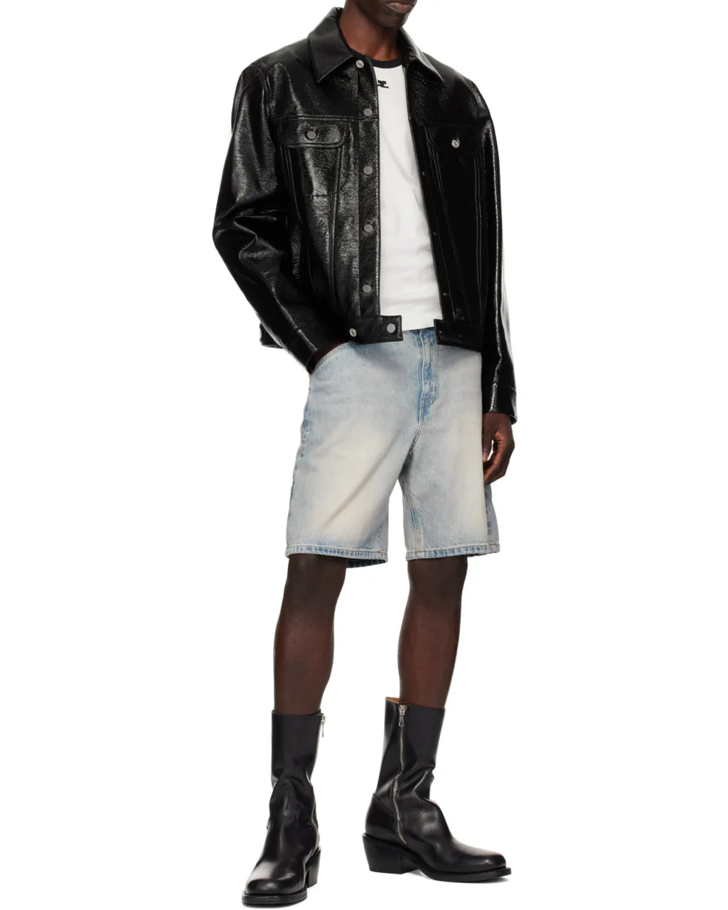 Contrast Crewneck Straight Hem T-Shirt