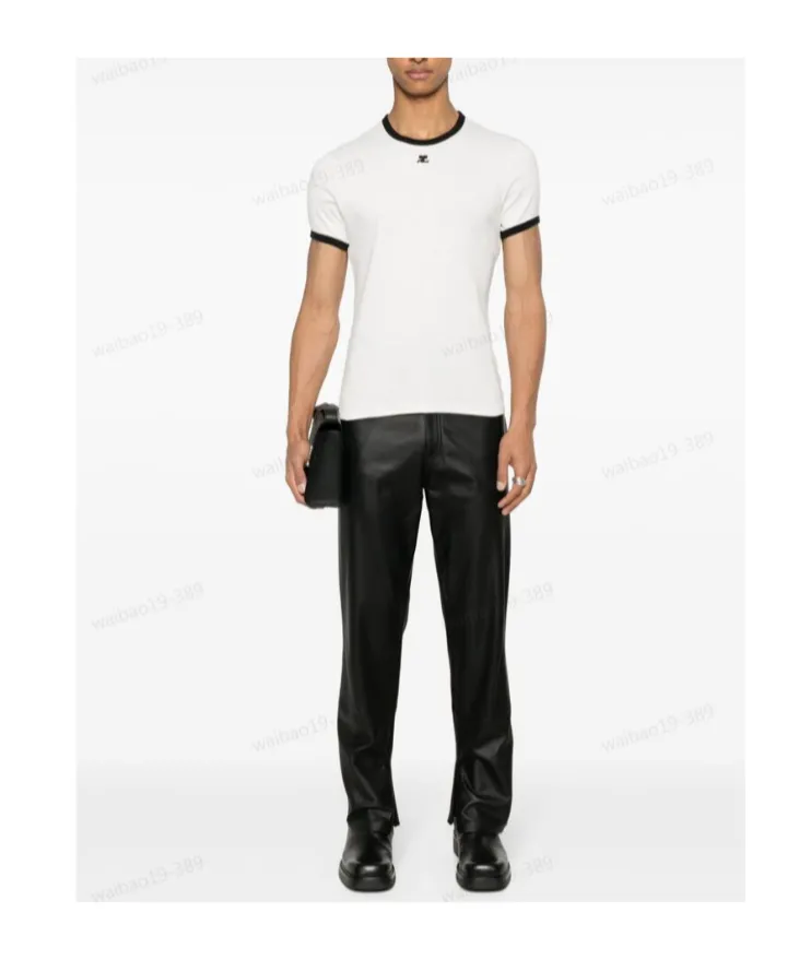 Contrast Crewneck Straight Hem T-Shirt