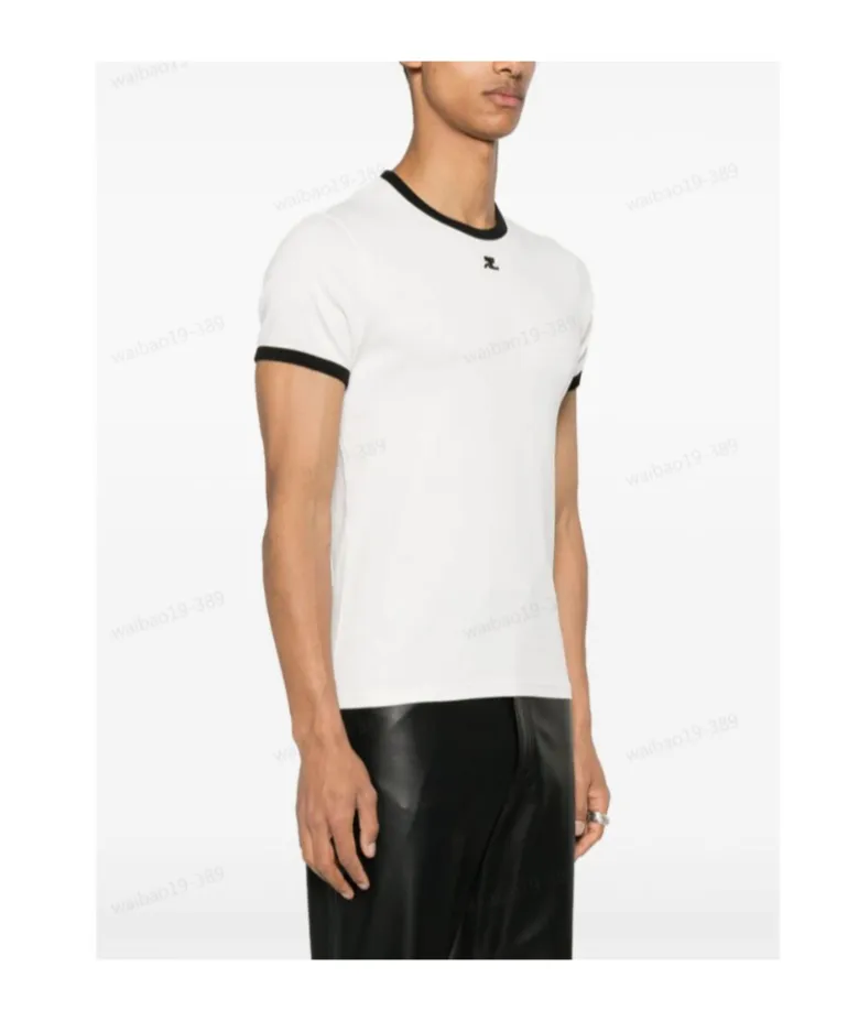 Contrast Crewneck Straight Hem T-Shirt