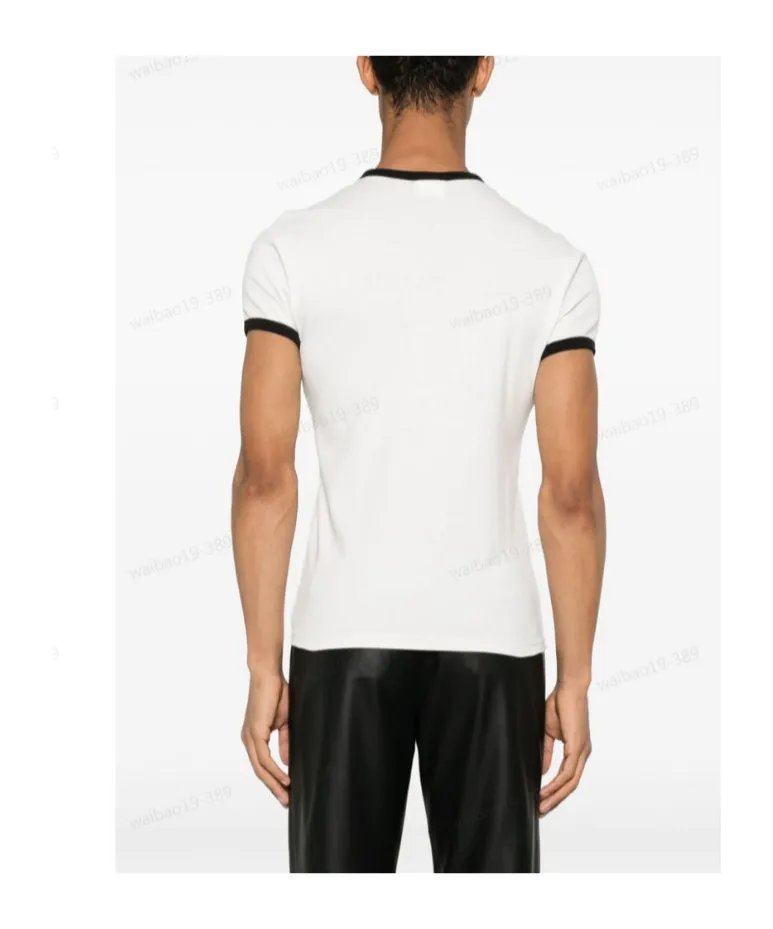 Contrast Crewneck Straight Hem T-Shirt
