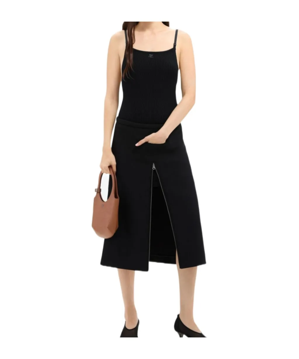 Logo Embroidered Ribbed-Knit Top