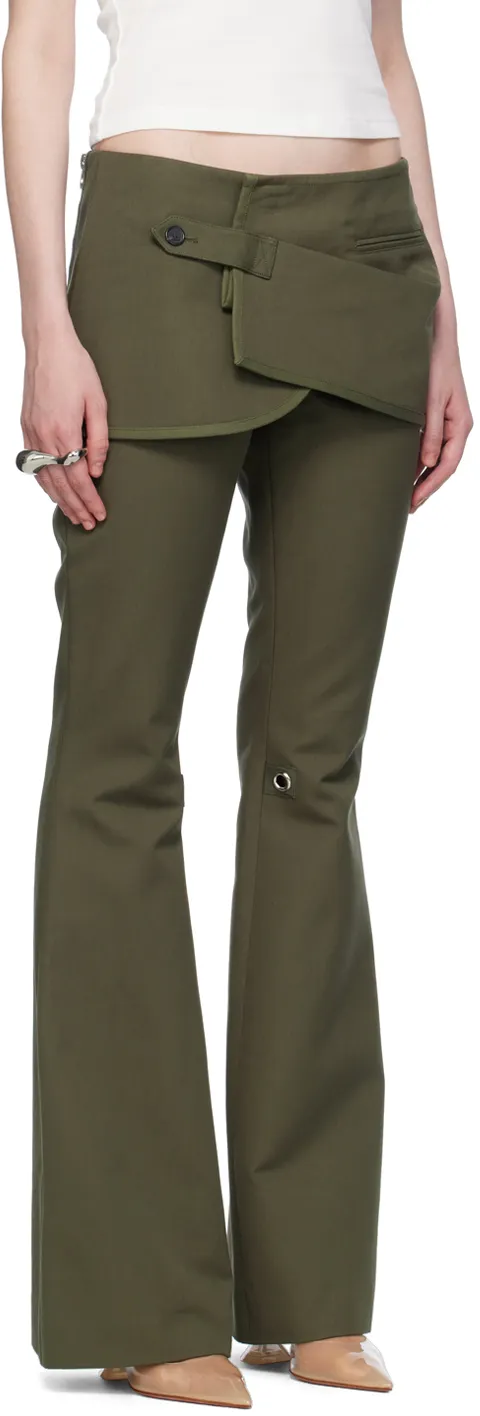 Layered-Skirt Bootcut Trousers