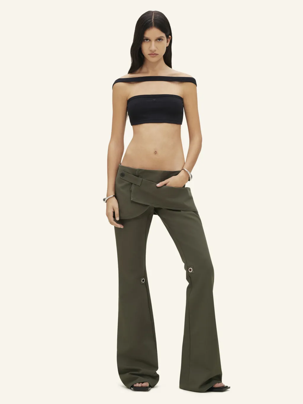 Layered-Skirt Bootcut Trousers