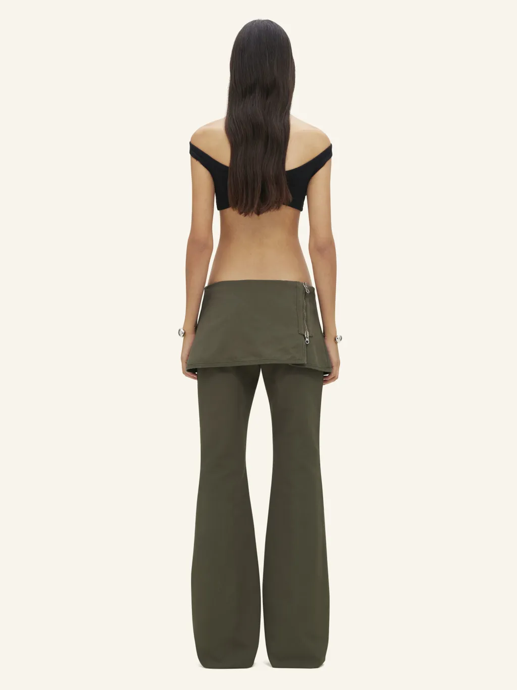 Layered-Skirt Bootcut Trousers