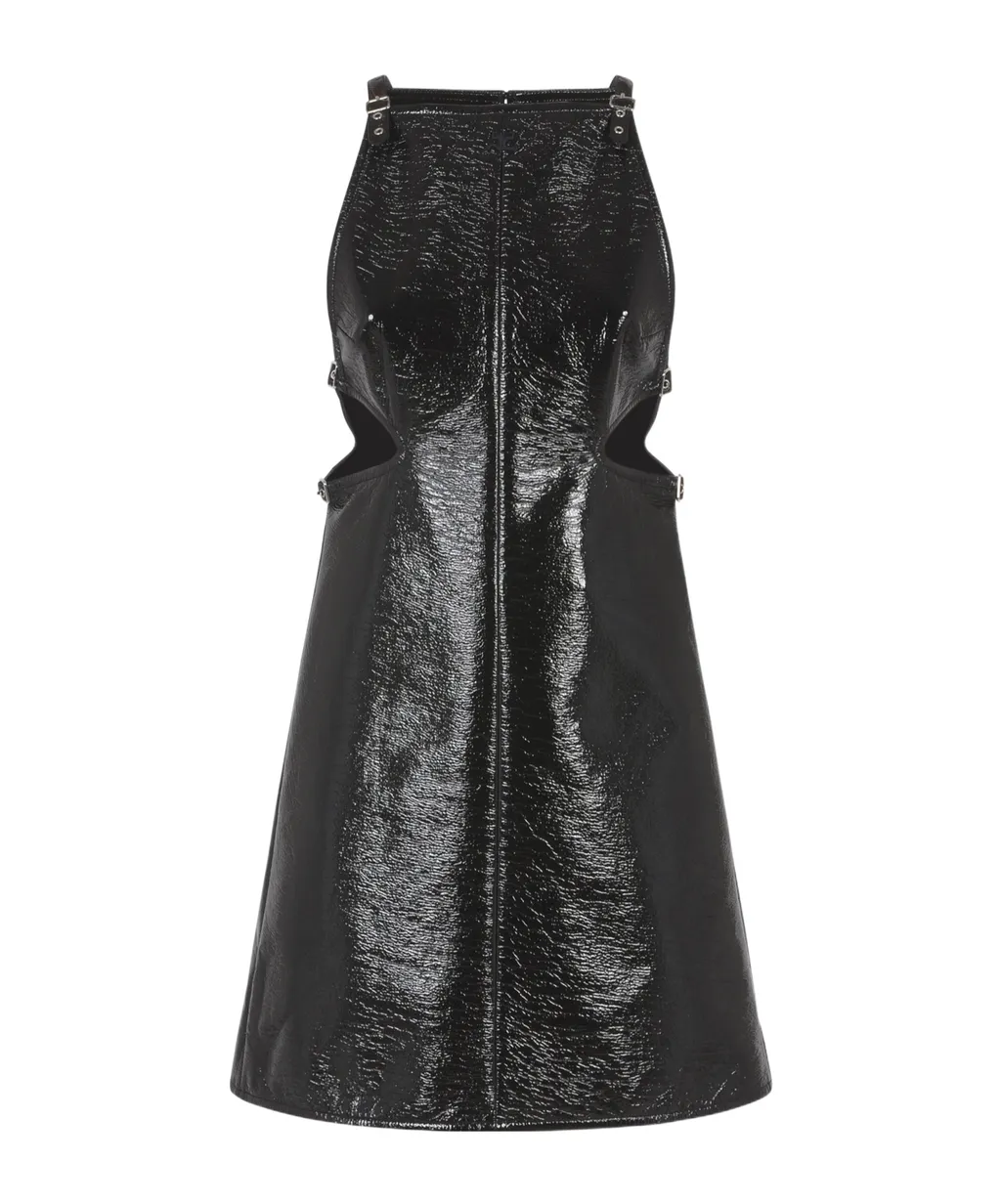 Slash Buckle Vinyl Dress