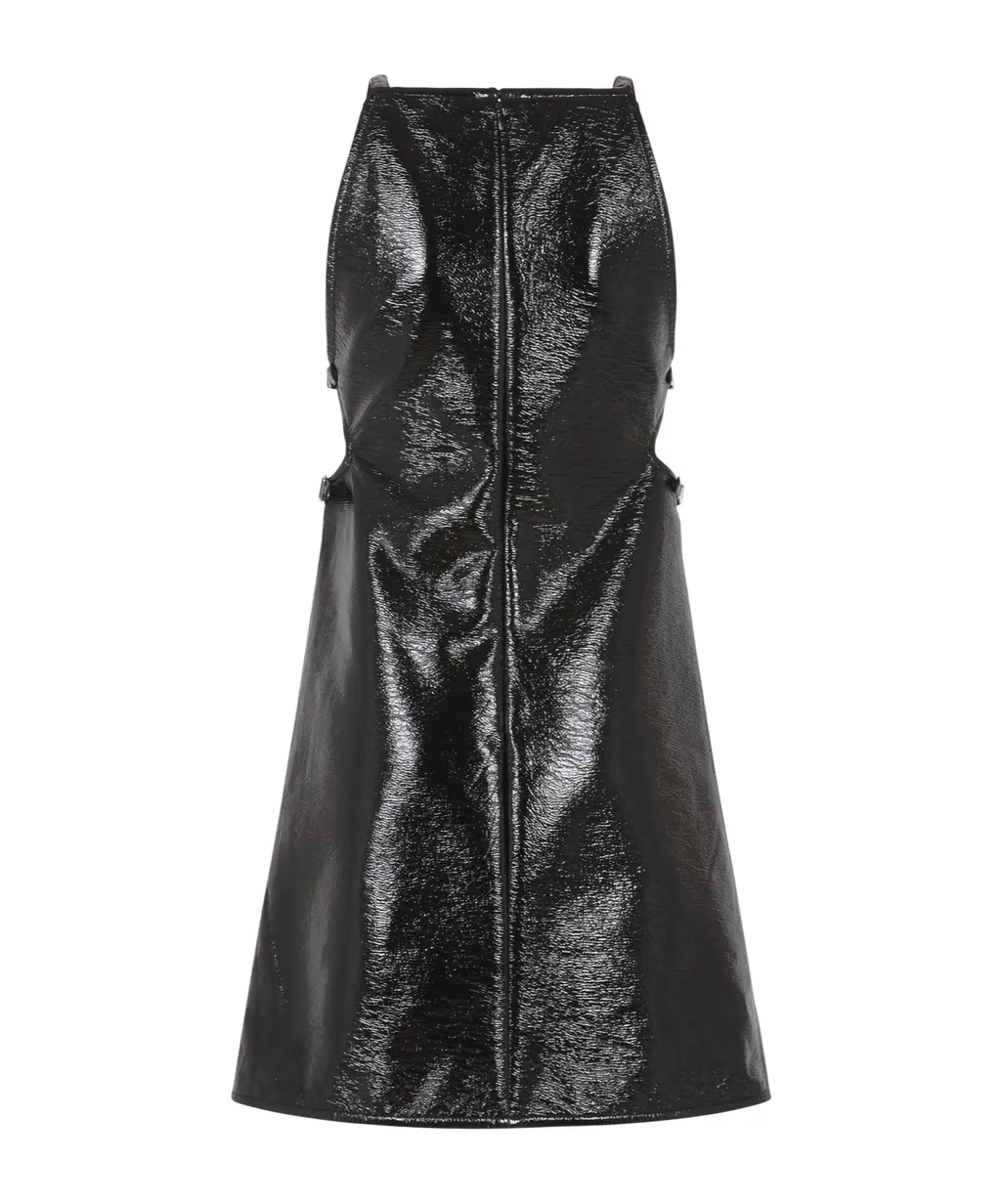 Slash Buckle Vinyl Dress