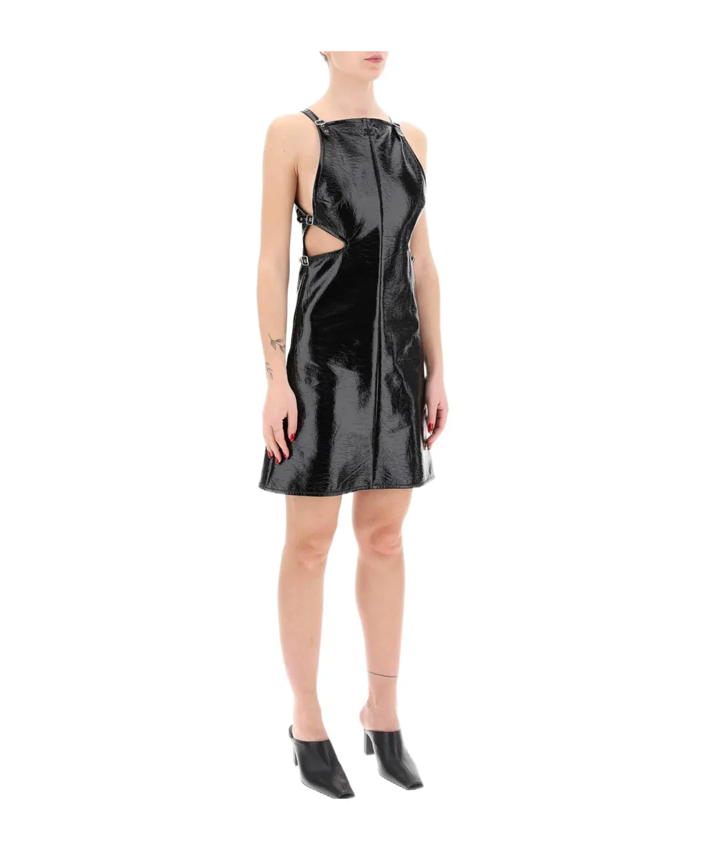 Slash Buckle Vinyl Dress