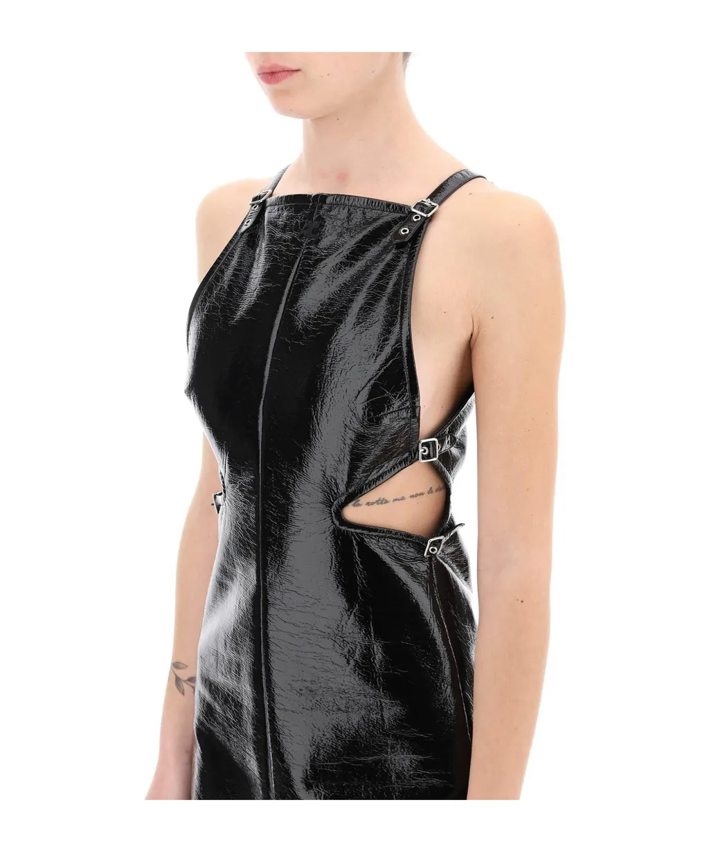 Slash Buckle Vinyl Dress