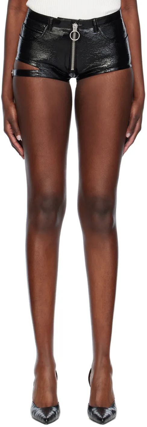 Cut-Out Zip-Up Mini Shorts