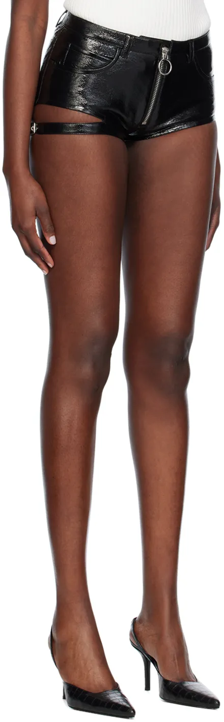 Cut-Out Zip-Up Mini Shorts