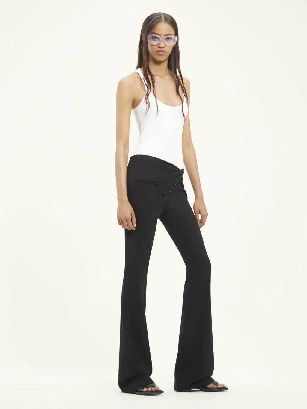 Twist-Front Bootcut Wool Trousers