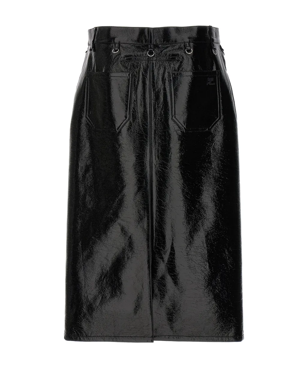 Button-Up Vinyl Skirt