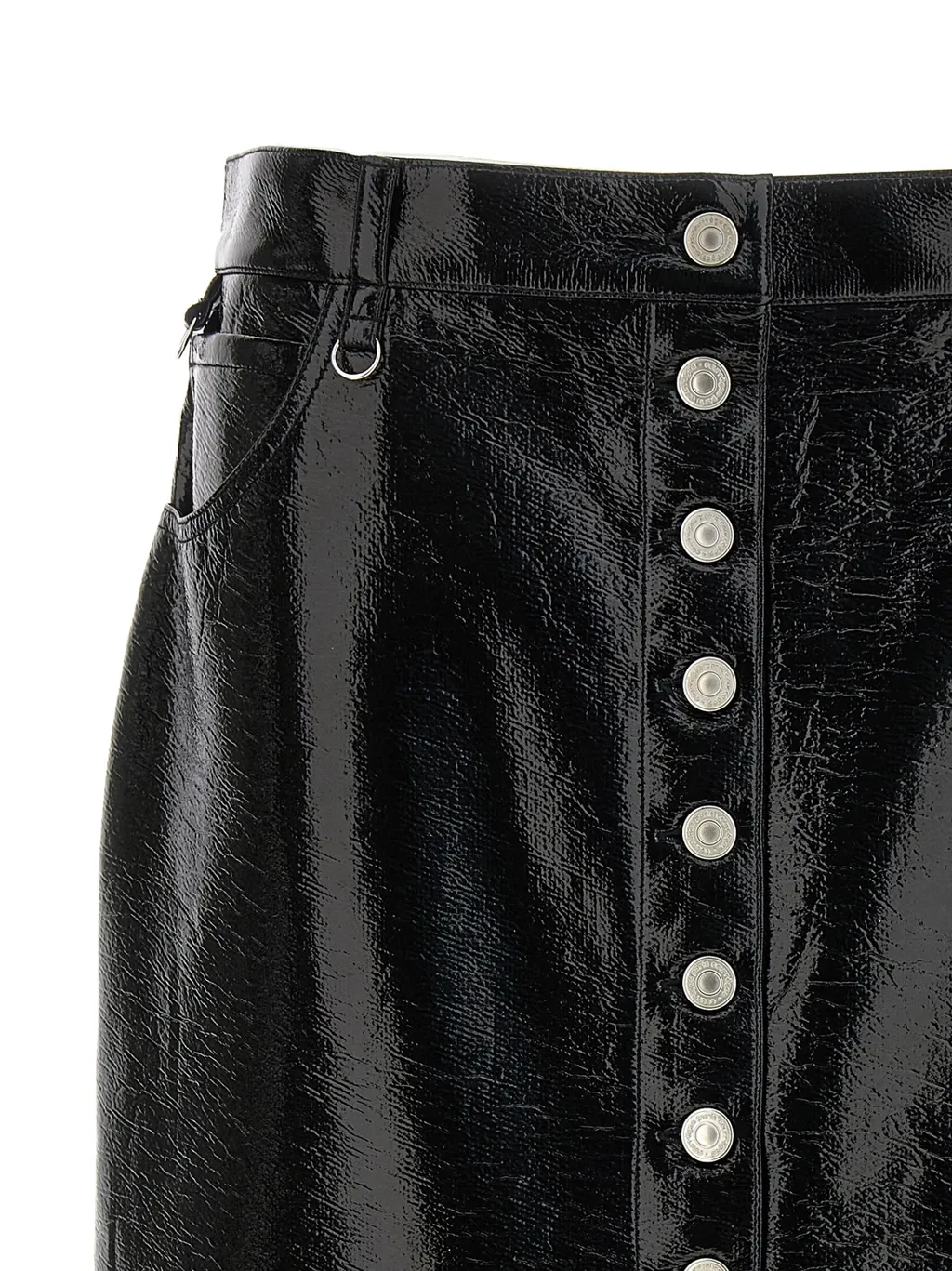 Button-Up Vinyl Skirt