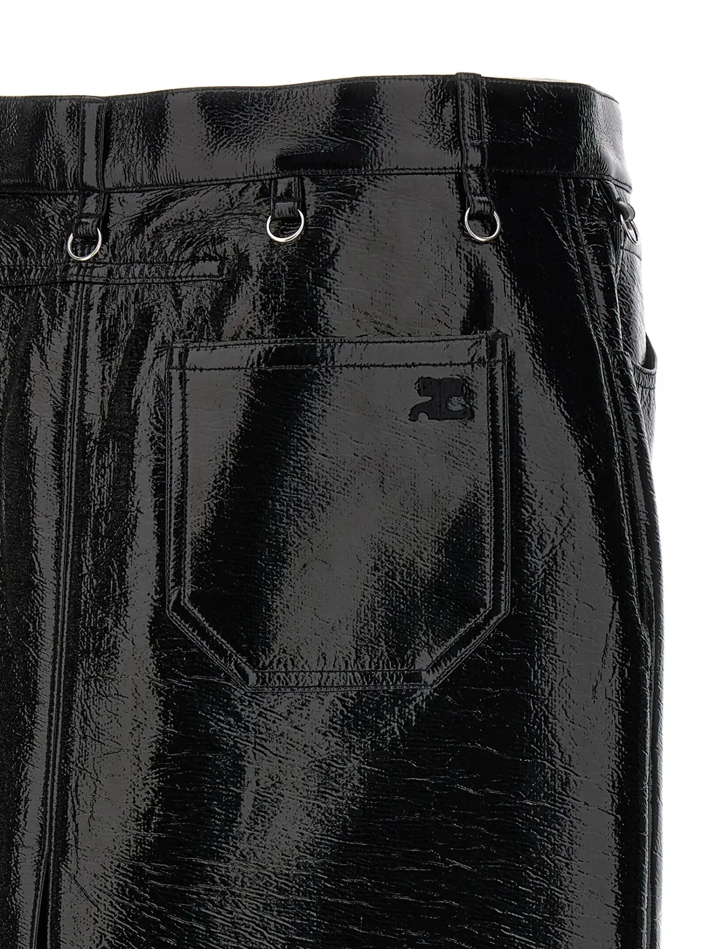 Button-Up Vinyl Skirt