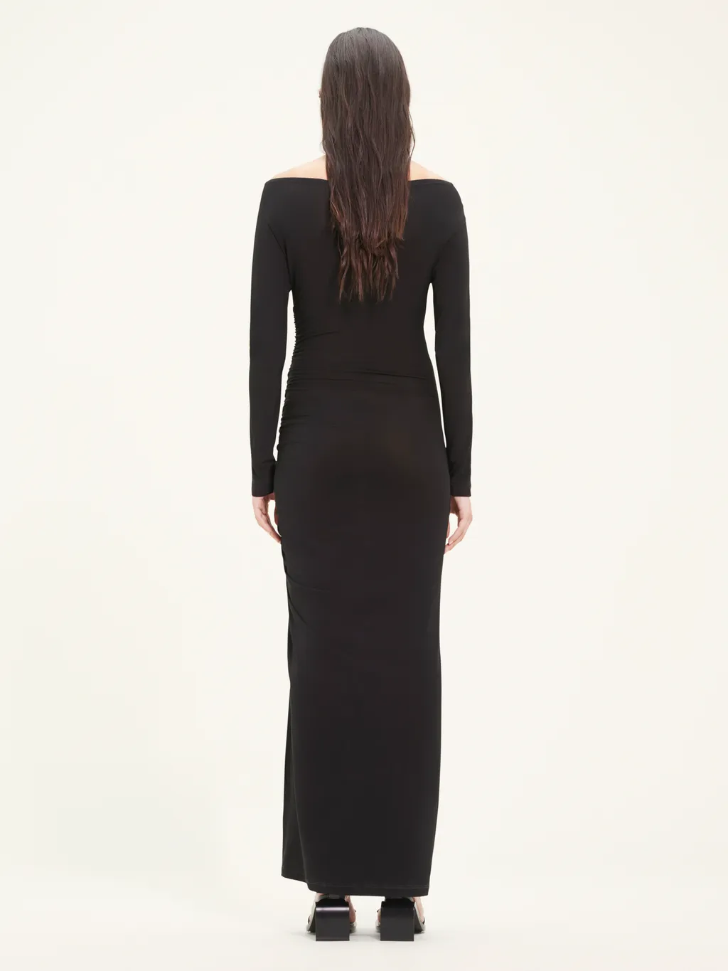 Gather Crepe Jersey Long Dress