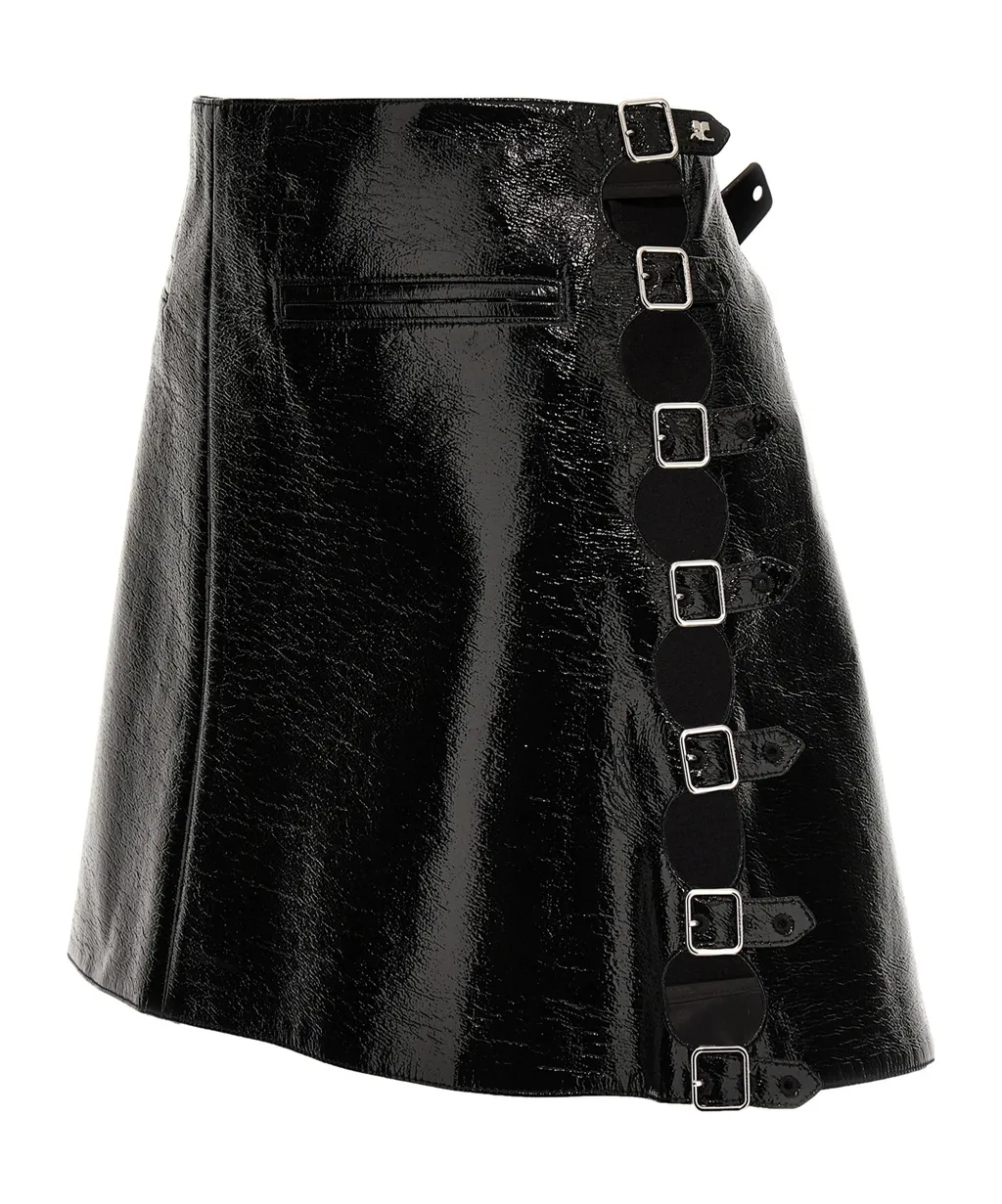 Multi Sangle Vinyl Mini Skirt