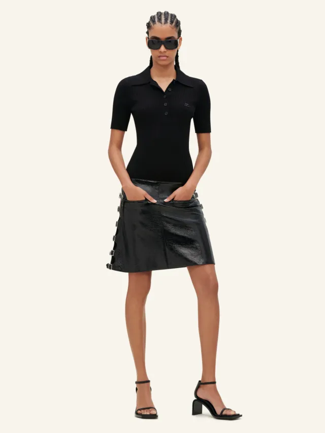 Multi Sangle Vinyl Mini Skirt