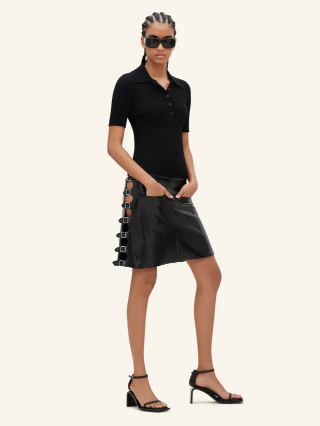 Multi Sangle Vinyl Mini Skirt