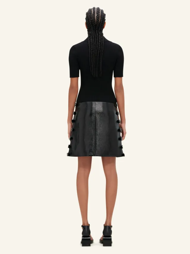 Multi Sangle Vinyl Mini Skirt