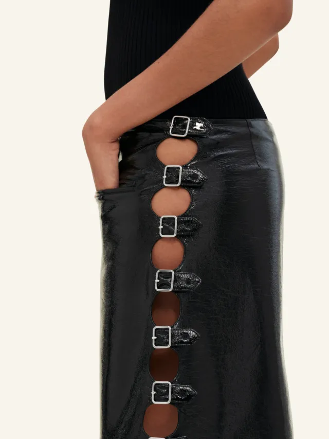 Multi Sangle Vinyl Mini Skirt