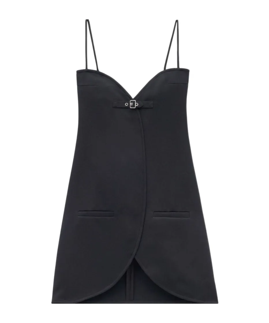 Ellipse Buckle-Strap Twill Dress
