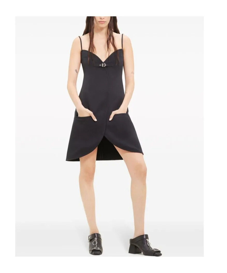 Ellipse Buckle-Strap Twill Dress
