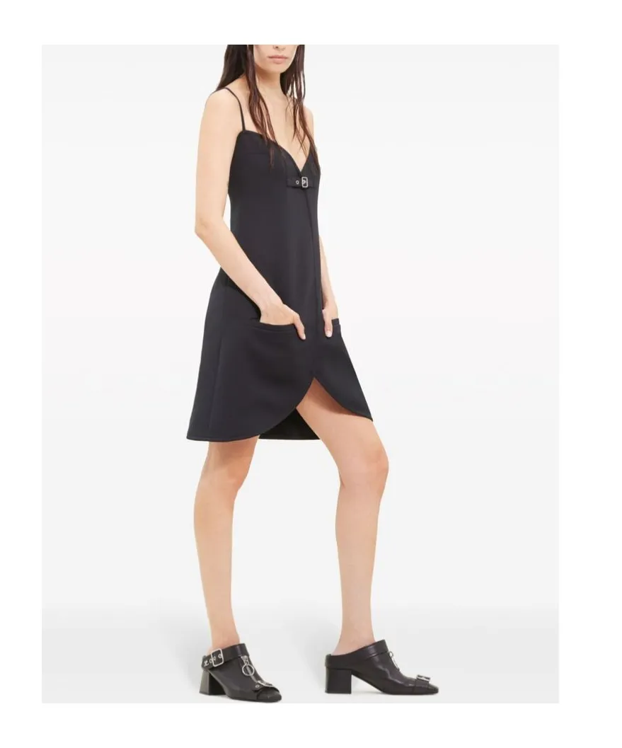 Ellipse Buckle-Strap Twill Dress