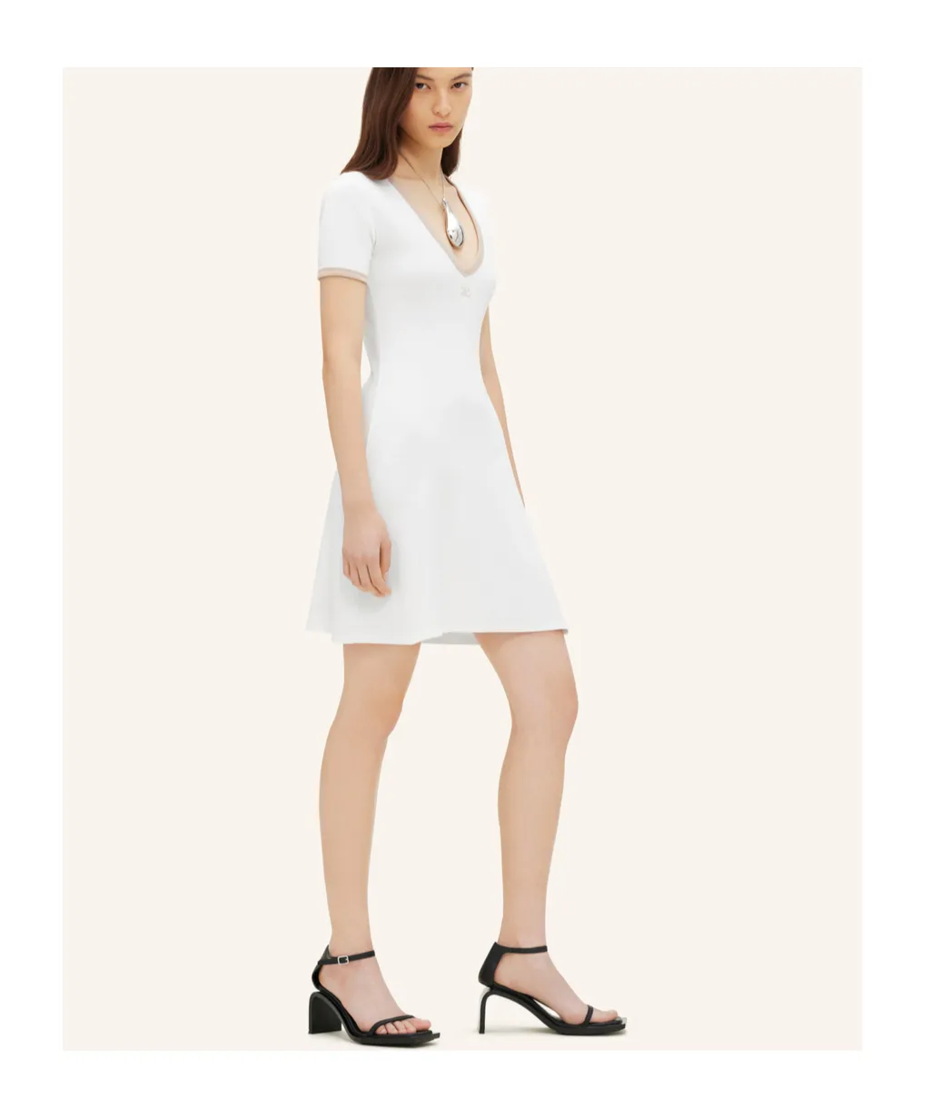 Contrast V-Neck Mini Dress