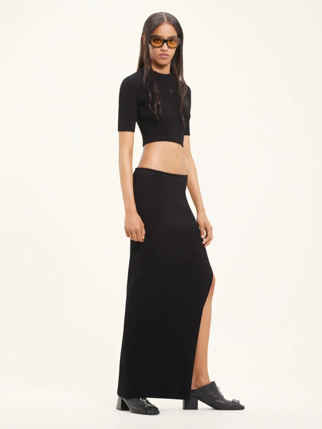 Tube Rib Knit Long Skirt