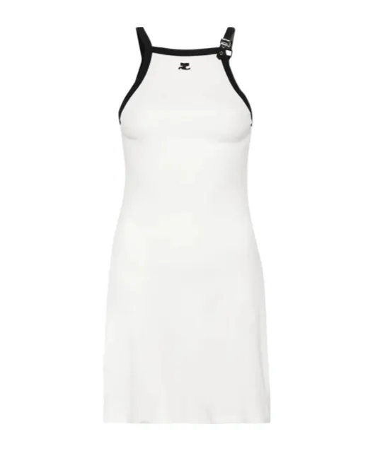 Buckle Detailed Halter-Neck Dress