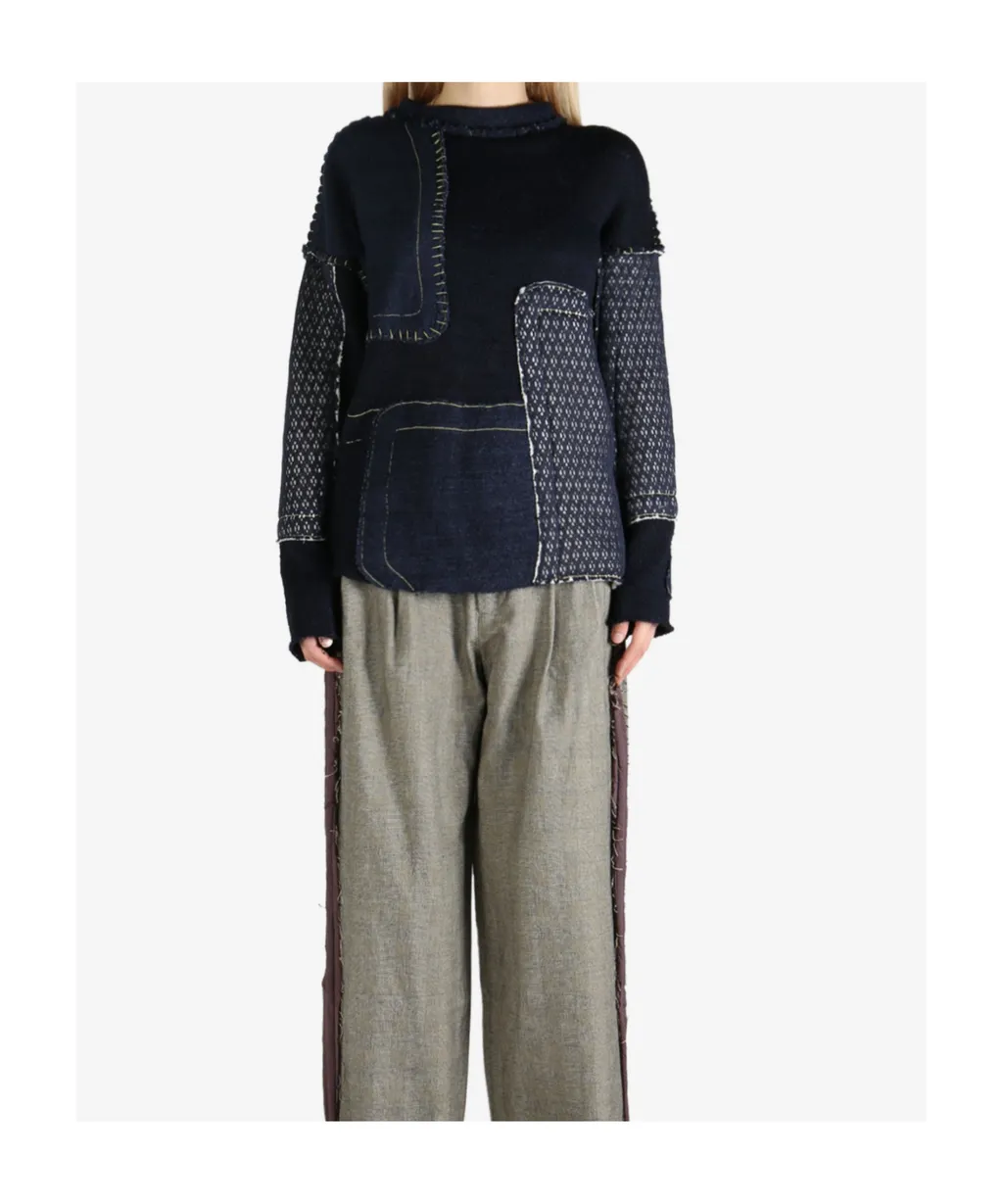 Patchwork Long-Sleeve Sweater