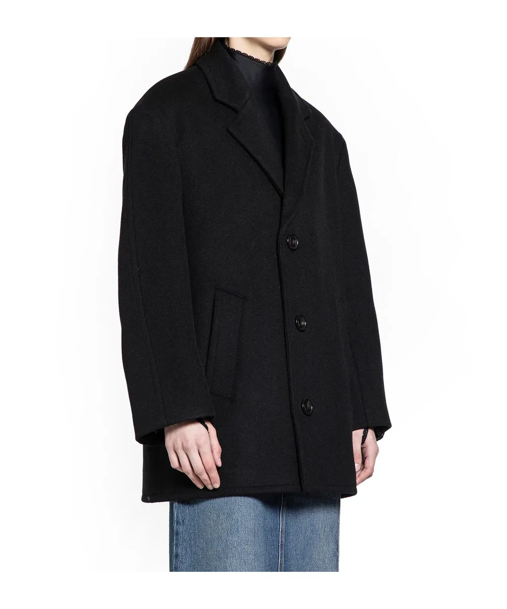 Collarless Long-Sleeve Coat