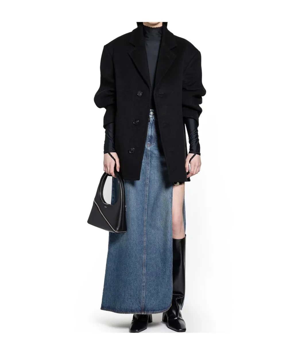 Collarless Long-Sleeve Coat