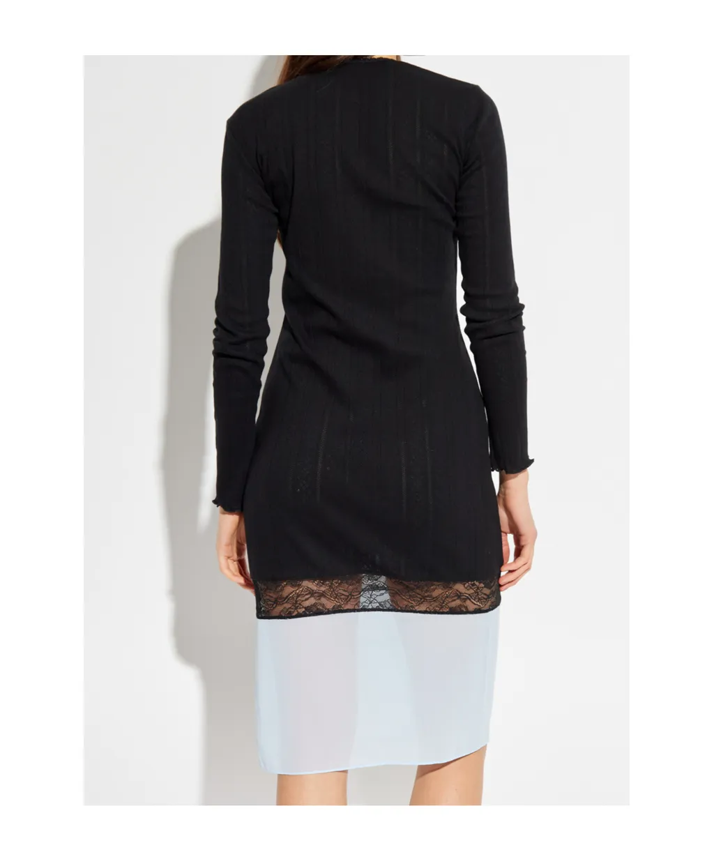 Lace-Trim Midi Dress