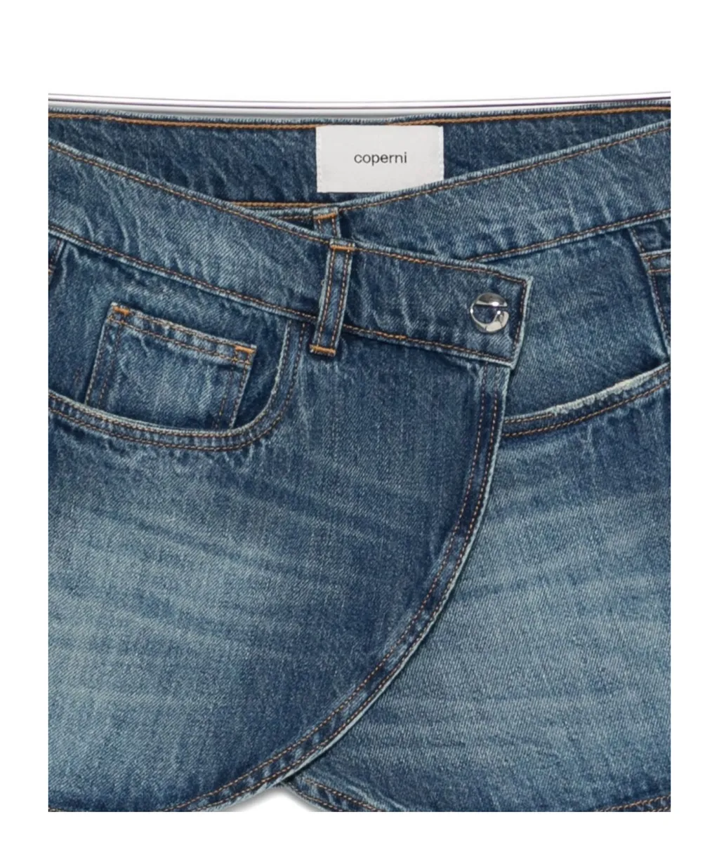 Wrap-Design Denim Skirt