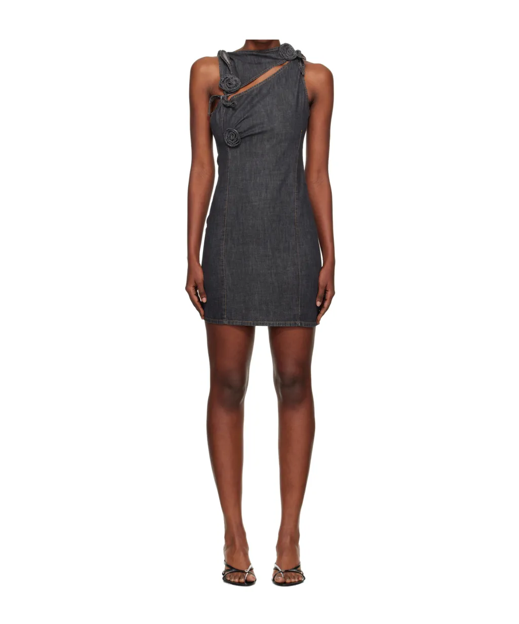 Floral-Appliqué Tie Dress