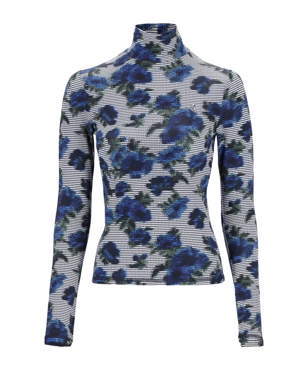 Floral-Print High-Neck Top
