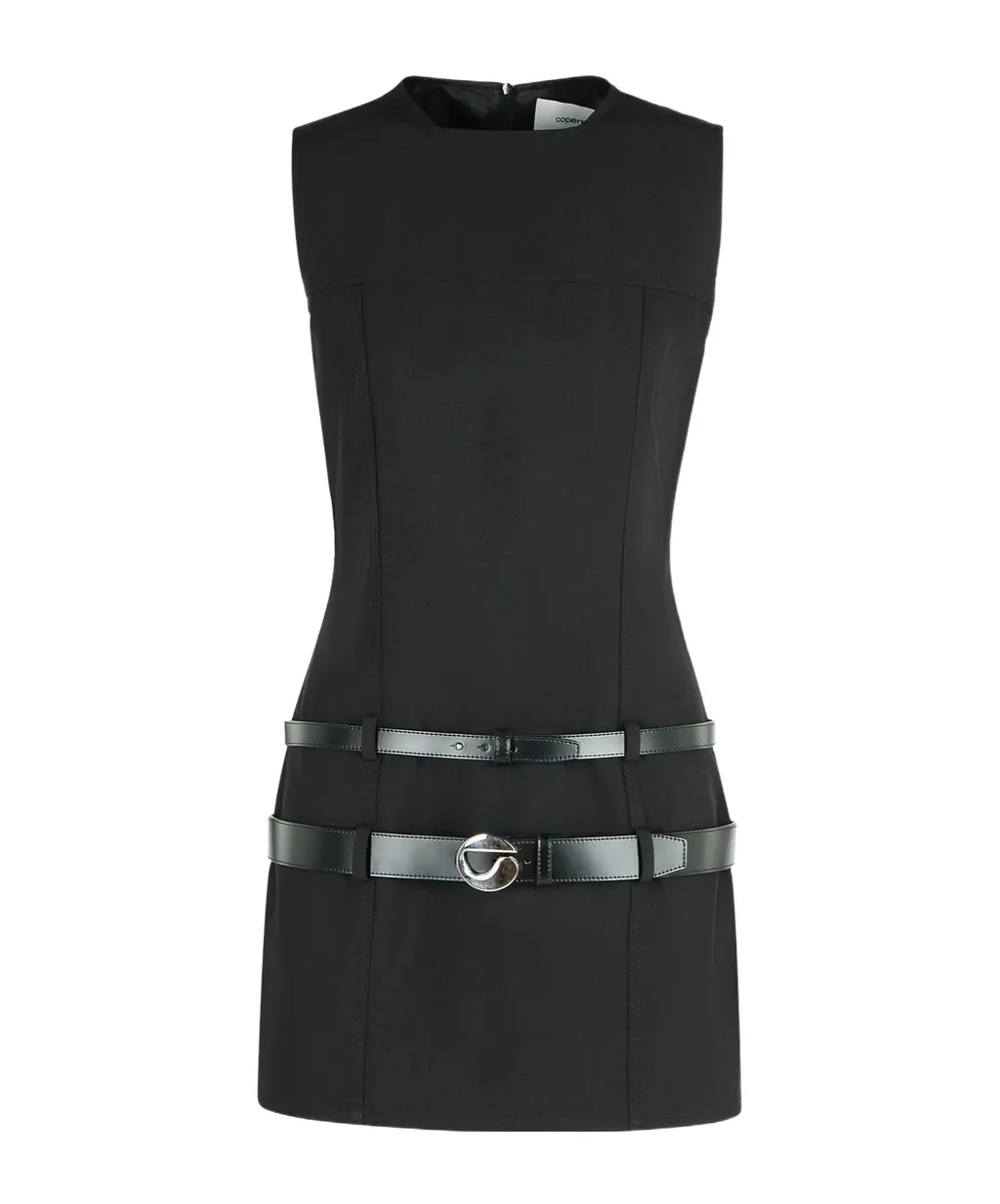 Double-Belt Shift Mini Dress