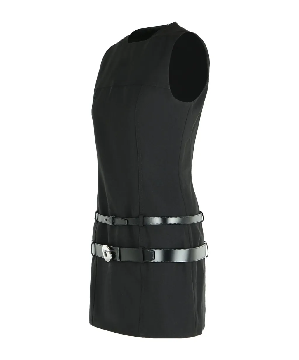 Double-Belt Shift Mini Dress