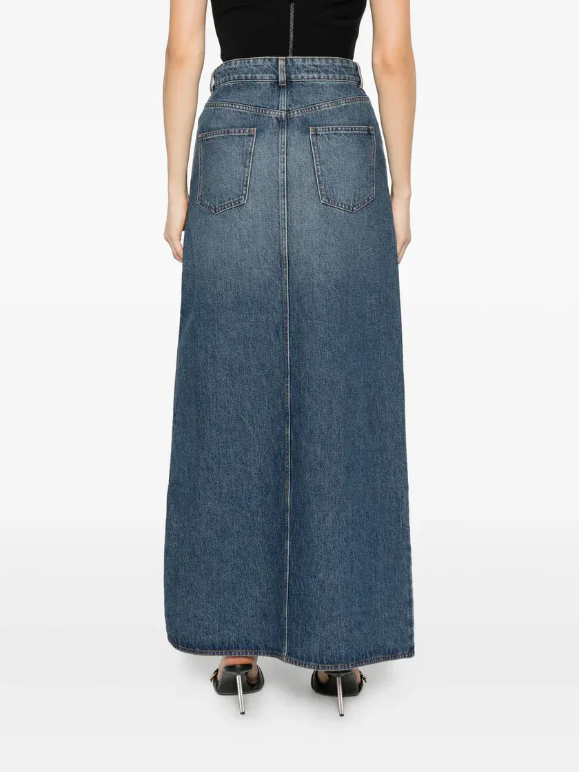 Garder Side-Split Belted Denim Skirt