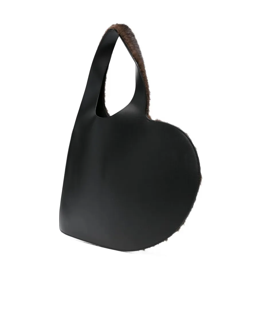 Heart-Shaped Open Top Fur Tote Bag
