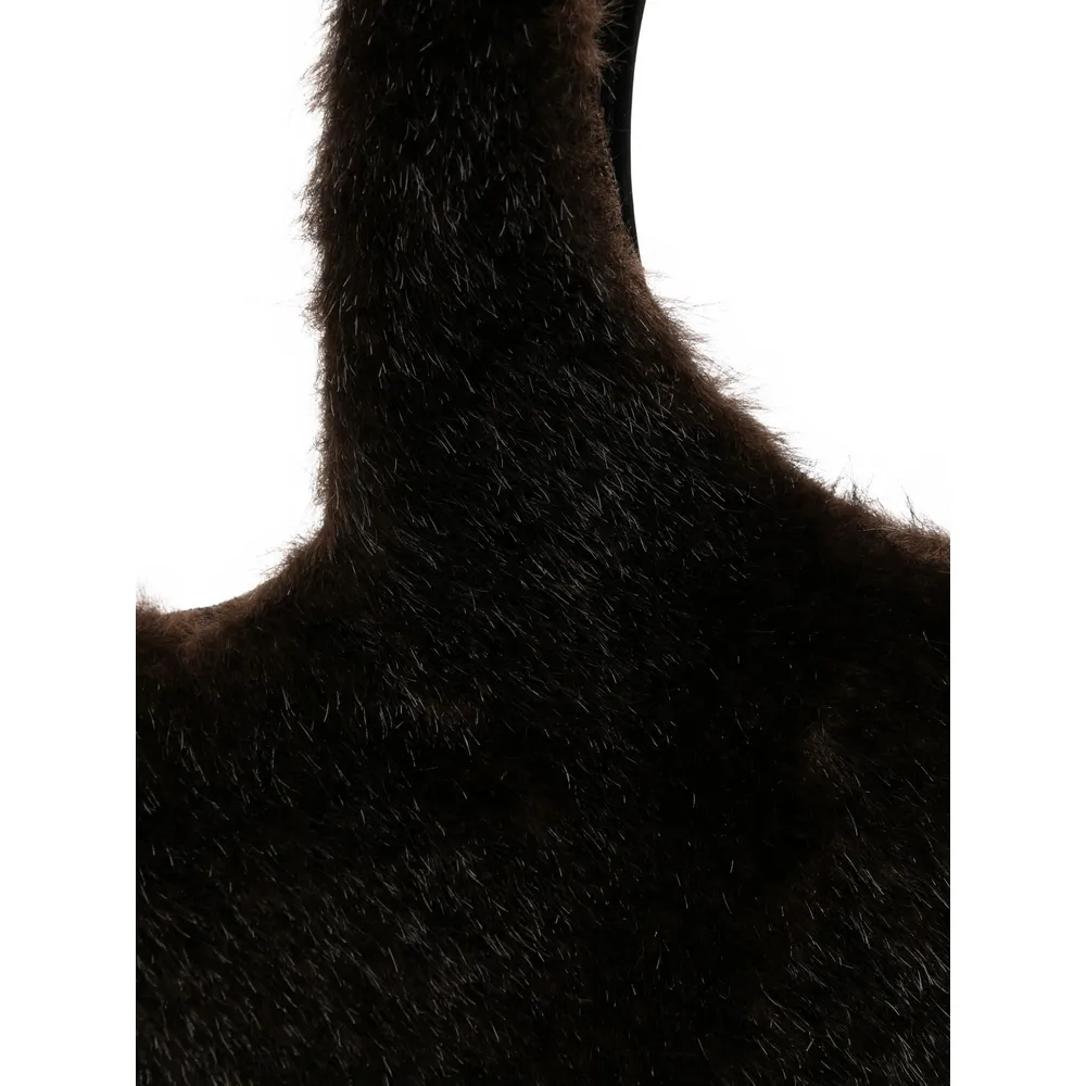 Heart-Shaped Open Top Fur Tote Bag