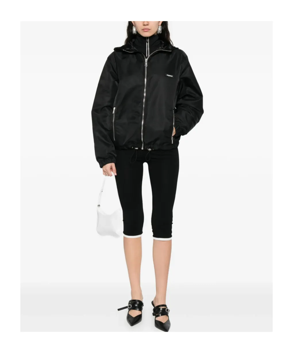 Hooded Drawstring Hem Zip-Front Jacket