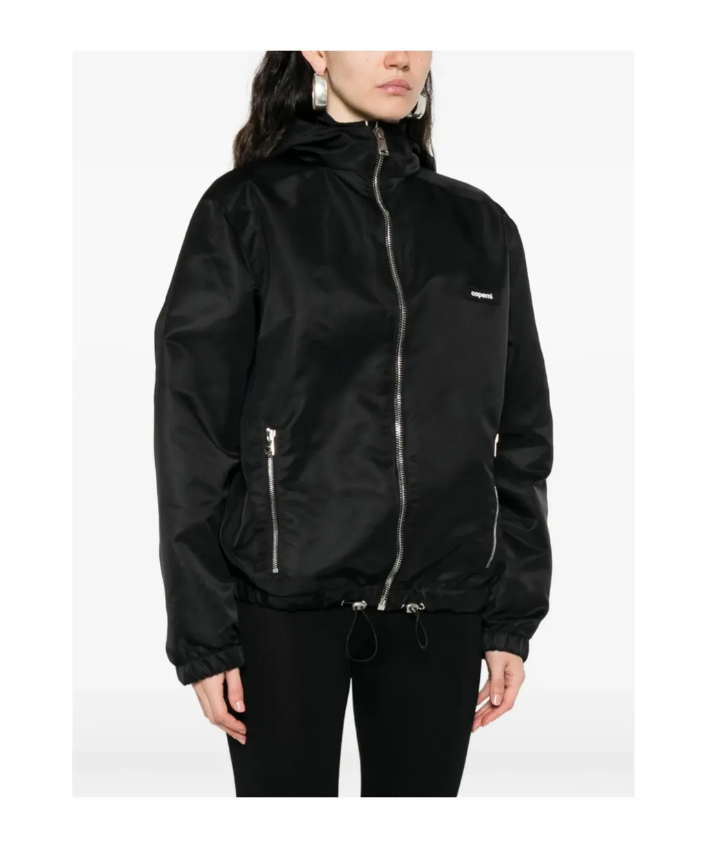 Hooded Drawstring Hem Zip-Front Jacket
