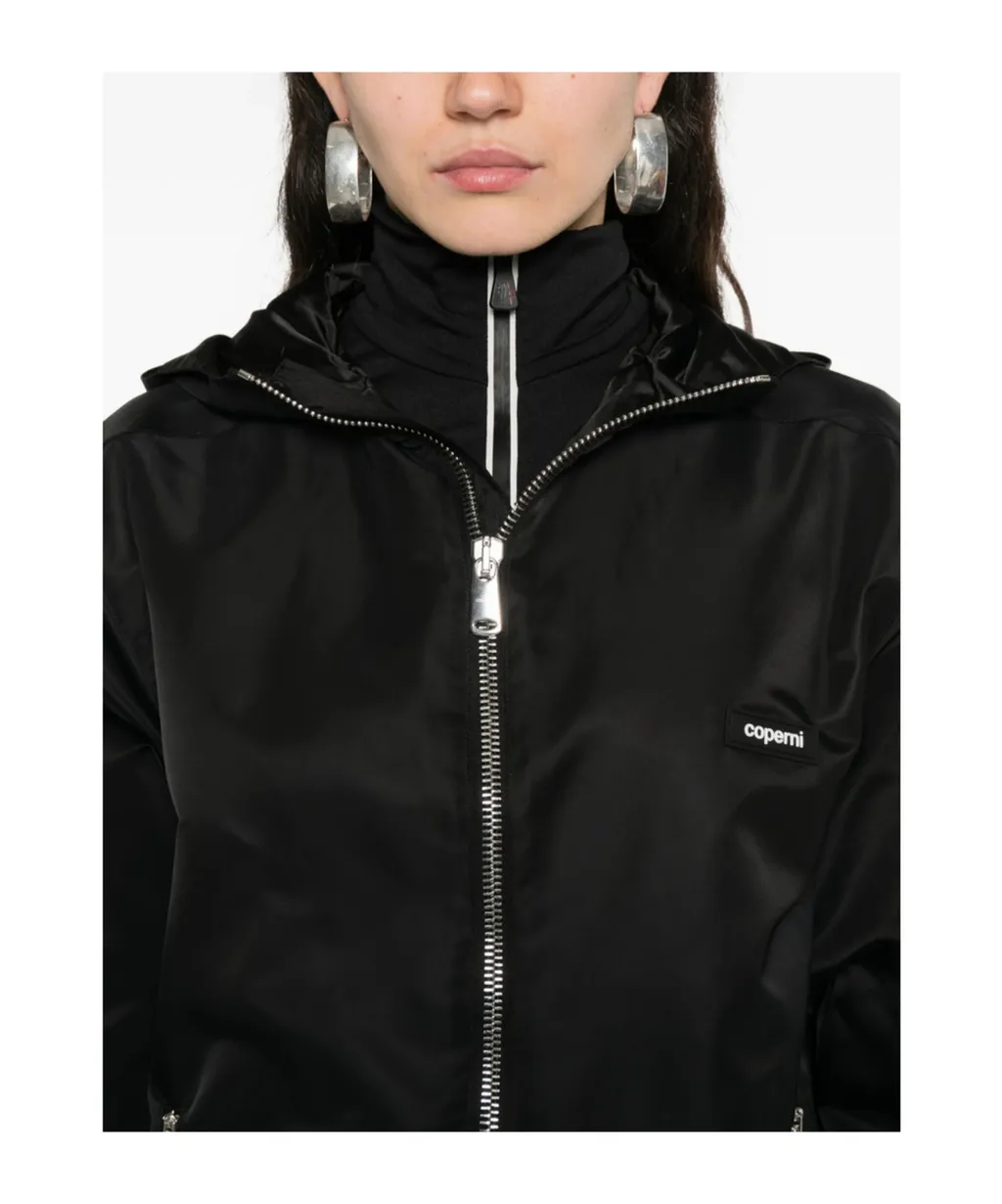 Hooded Drawstring Hem Zip-Front Jacket