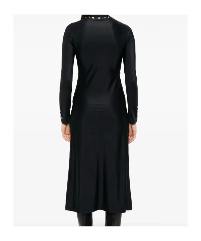 Metallic-Embellished Long-Sleeve Dress