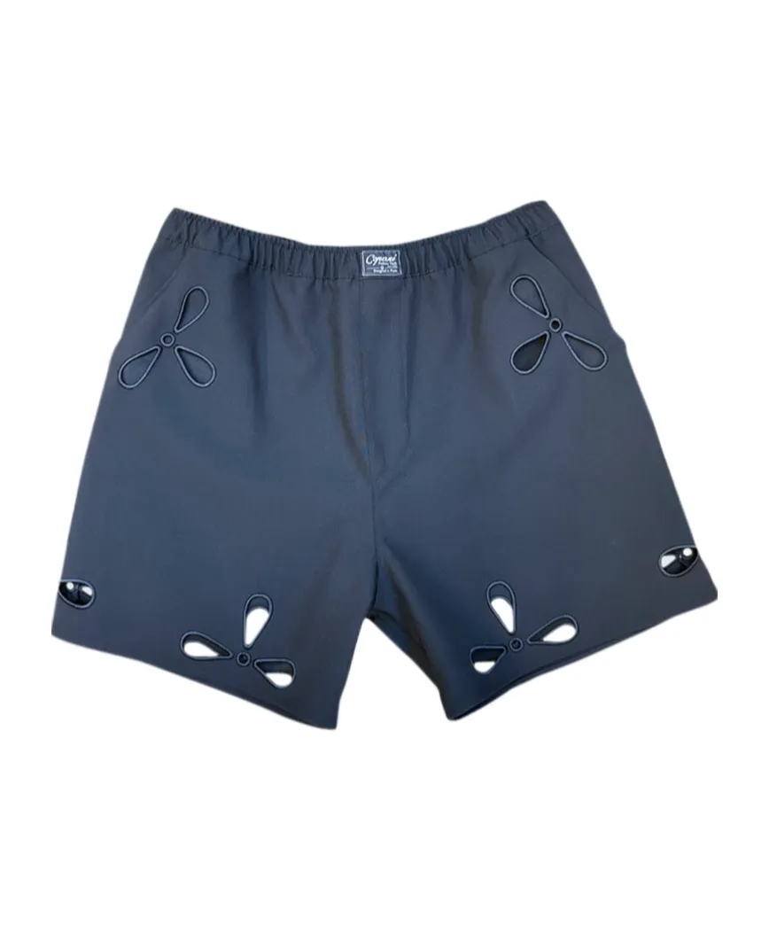 Petal Embroidered Cut-Out Shorts