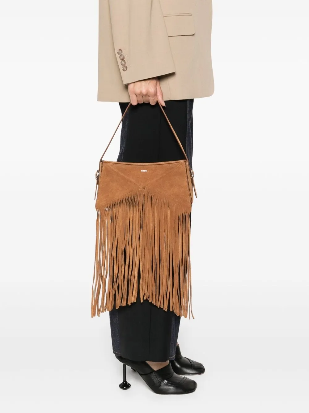 Coperni Logo Detailed Fringed Edge Shoulder Bag
