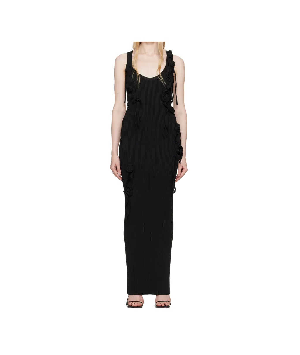 Ribbon-Detail Knitted Maxi Dress